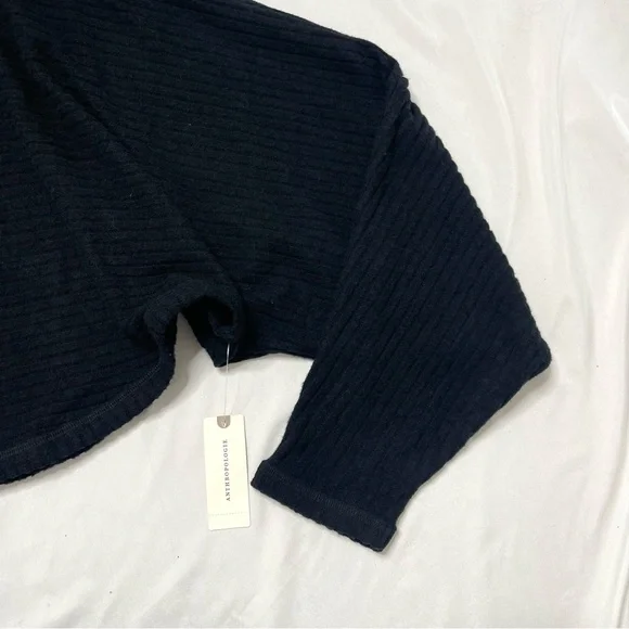 Anthropologie Pilcro Cozy Ribbed Turtleneck Batwing Pullover Black Sweater Top - Picture 6 of 9